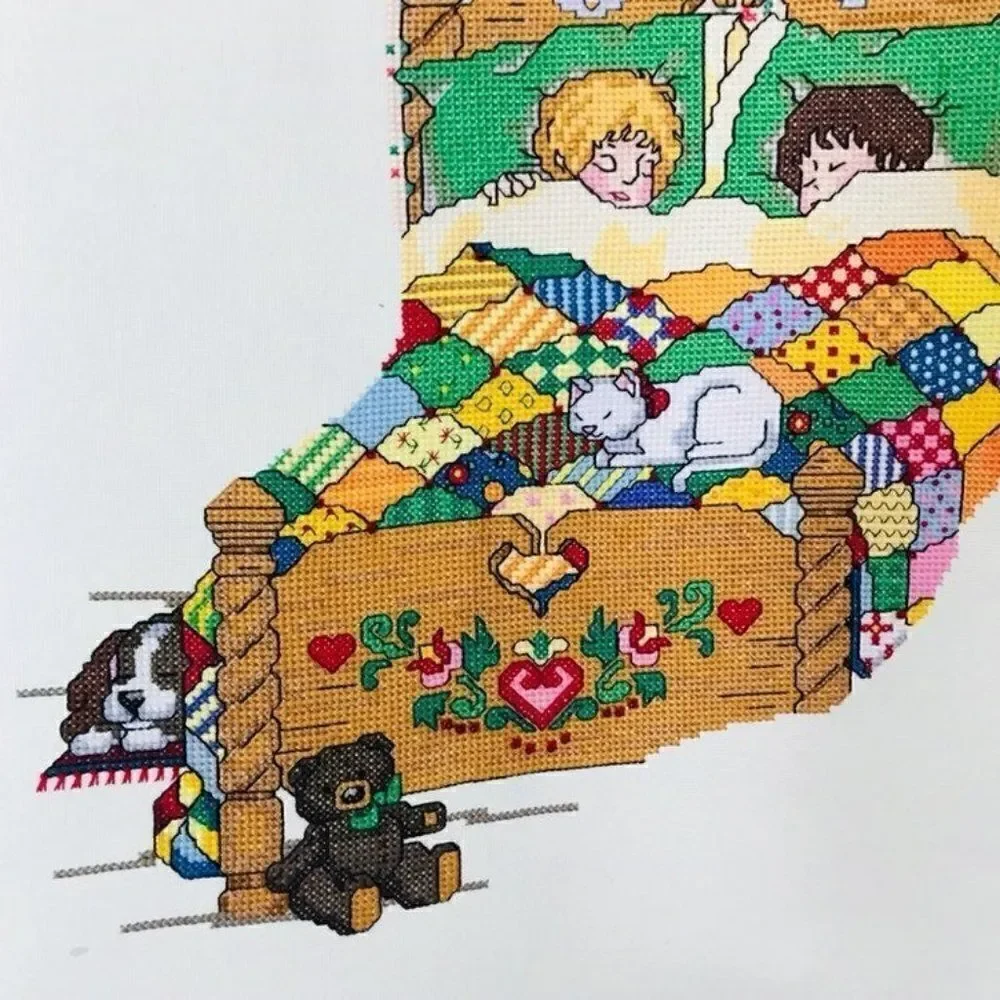 Christmas Stocking Embroidered Vintage